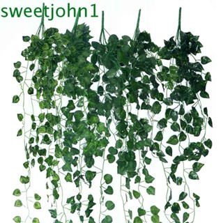 Sweetjohn ต้นไม้ประดิษฐ์ ใบไม้สีเขียว สําหรับตกแต่งห้องนั่งเล่น โรงแรม ปาร์ตี้