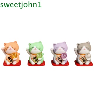 Sweetjohn โมเดลฟิกเกอร์แมวนําโชค 3D สําหรับตกแต่งโต๊ะ DIY