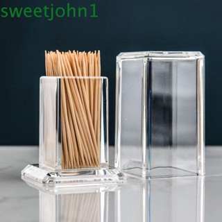 Sweetjohn กล่องเก็บไม้จิ้มฟันอะคริลิค แบบหนา สีโปร่งใส สําหรับบ้าน ร้านอาหาร โรงแรม