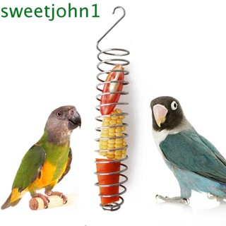 Sweetjohn อุปกรณ์ให้อาหารเคี้ยวฟันแขวนหนามผลไม้ข้าวโพดสําหรับนกแก้ว Conure|เครื่องให้อาหารนก