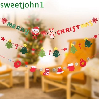 Sweetjohn ธงผ้าไม่ทอ ลายคริสต์มาสน่ารัก DIY สําหรับตกแต่งบ้าน ในร่ม และกลางแจ้ง