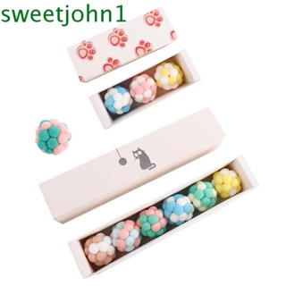 Sweetjohn ลูกบอลแมว สีสันสดใส|อุปกรณ์ขัดอุ้งเท้า แบบโต้ตอบ สําหรับสัตว์เลี้ยง สุนัข แมว