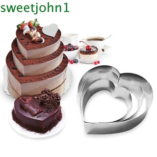 Sweetjohn แม่พิมพ์เค้ก รูปหัวใจ พาย มูส ขนมหวาน DIY เครื่องมือตัดเบเกอรี่ ชุดแหวนเค้ก