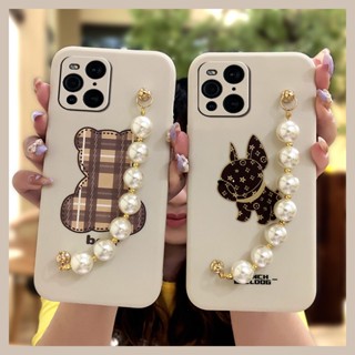 Simplicity Solid color Phone Case For OPPO Find X3/X3 Pro phone case Back Cover Liquid silicone shell cute Bear bracelet