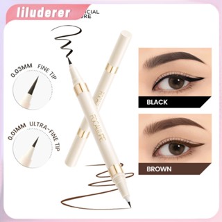 Focallure #ambergold Double-ended Waterproof Liquid Eyeliner 2-in-1 Fine Tip Quick Dry Waterproof Long-last 2 Shades Black HO