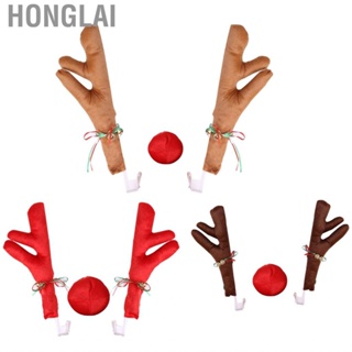 Honglai Car Reindeer Antlers Nose Set Cute Funny with Bells for Christmas Decoration