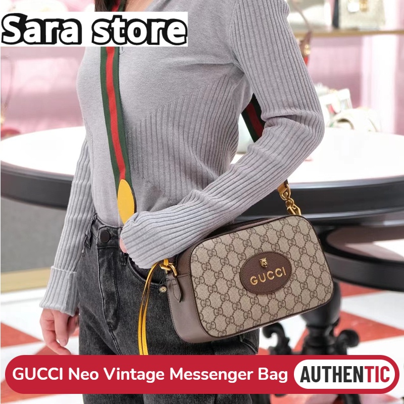 กุชชี่ Gucci Neo Vintage GG Supreme Messenger Bag บุรุษและสตรี Best Price