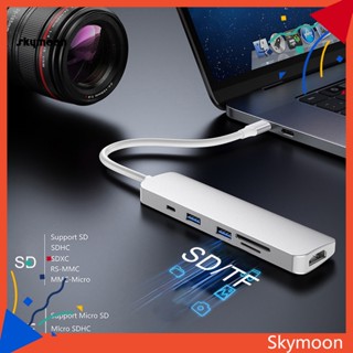 Skym* 6-in-1 ฮับ Usb-c พร้อมตัวอ่านการ์ด 4k Hdmi Usb 3.0 Sd/tf และ 100w Pd อุปกรณ์เสริม สําหรับแล็ปท็อป