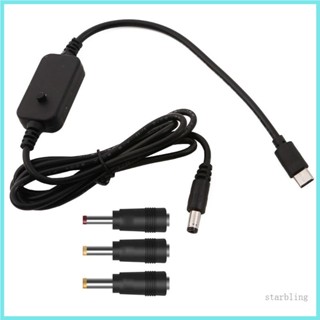 Star สายพาวเวอร์ USB C Type C เป็น 2 5x0 7 มม. 5V 9V 12V 12V 20V ปรับได้ สําหรับพัดลมของเล่น แล็ปท็อป เราเตอร์ DVR และอื่น ๆ