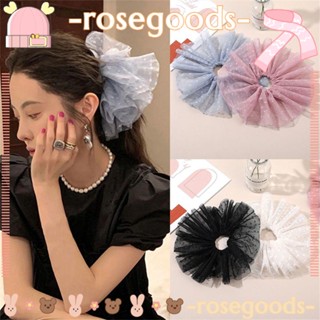 Rose Scrunchies อุปกรณ์เสริมตาข่าย ลายจุด ขนาดใหญ่