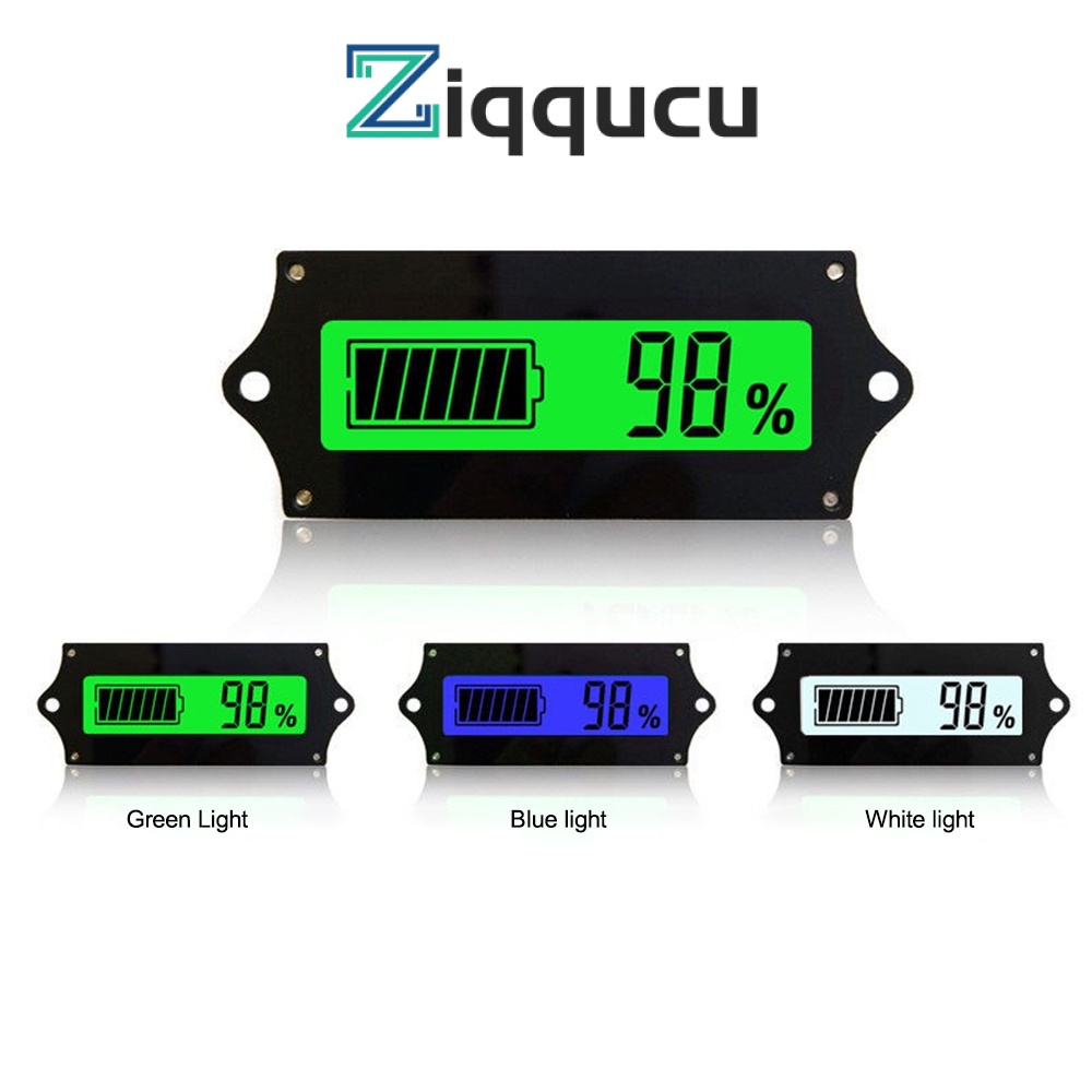 Ziqqucu เครื่องวัดแรงดันไฟฟ้าแบตเตอรี่ พร้อมหน้าจอ LCD 12V 24V 36V 48V