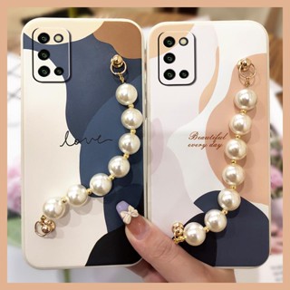 phone case Solid color Phone Case For Samsung Galaxy A03S/SM-A037G Camera all inclusive Simplicity Pearl bracelet