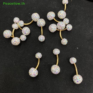 Peacellow จิวสะดือ สเตนเลส ประดับคริสตัล หลากสี คุณภาพสูง สําหรับตกแต่งเล็บ