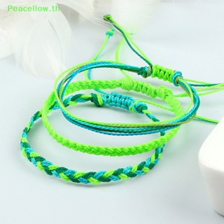 Peacellow สร้อยข้อมือเชือกถัก แฮนด์เมด กันน้ํา ปรับได้ สไตล์ทิเบต สําหรับเล่นโยคะ 3 ชิ้น