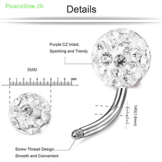 Peacellow จิวสะดือ สเตนเลส ประดับเพทาย คริสตัลบอล น่ารัก 1 ชิ้น