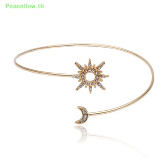 Peacellow กําไลข้อมือ ประดับเพทาย พลอยเทียม รูปดาว ดวงจันทร์ ปรับได้ เครื่องประดับแฟชั่น สําหรับผู้หญิง