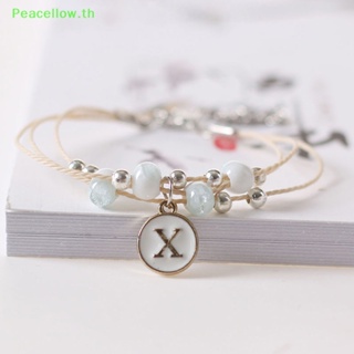 Peacellow สร้อยข้อมือ เชือกลูกปัดเซรามิค จี้ตัวอักษร หลายชั้น เรียบง่าย เครื่องประดับ ของขวัญ สําหรับคู่รัก