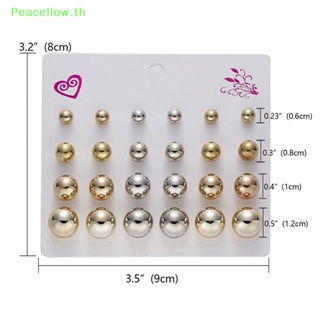 Peacellow ต่างหูสตั๊ด ประดับเพทายคริสตัล ทรงกลม คละสี 12 คู่ ต่อชุด สําหรับผู้หญิง TH