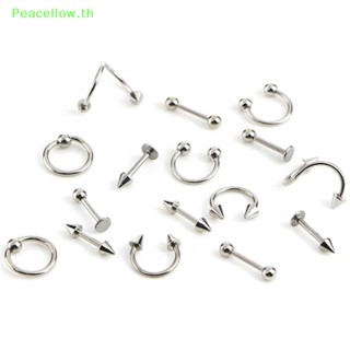 Peacellow จิวแหวนสเตนเลส แบบเกลียว สําหรับลิ้น คิ้ว 16 ชิ้น ต่อชุด TH