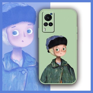 Cartoon Skin feel silicone Phone Case For VIVO X60 Lens package Simplicity Back Cover cat phone case Lens bump protection