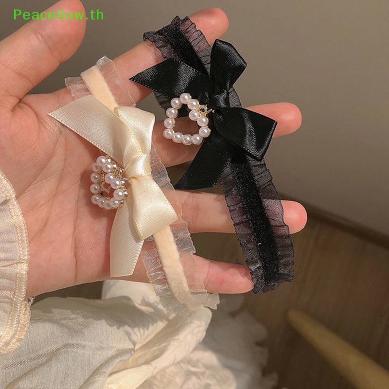 Peacellow สร้อยคอโชคเกอร์ ประดับโบว์ ลูกไม้ แฮนด์เมด สไตล์วินเทจ โกธิค สําหรับผู้หญิง TH