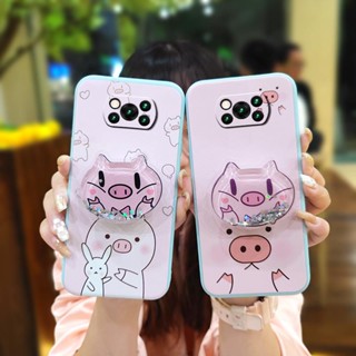 Skin feel silicone Rotatable stand Phone Case For Xiaomi Poco X3 NFC/X3 Pro/X3 quicksand Glitter Anti-fall phone case