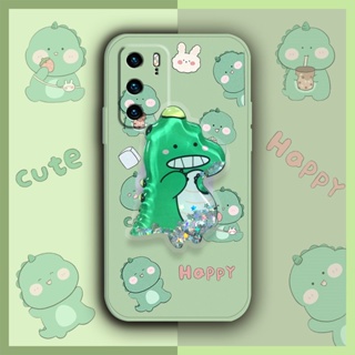 Glitter quicksand Phone Case For Huawei P40 cute Liquid silicone shell Cartoon protective case ins phone case Rotatable stand