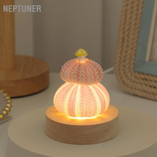  NEPTUNER โคมไฟกลางคืน LED ปลั๊ก USB สีขาวอบอุ่นในร่างกายเปลือกธรรมชาติน่ารักเห็ดตกแต่งข้างเตียงไฟกลางคืน