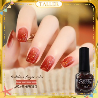 ✧Ready Stcok Sweet Color Gold Foil Nail Polish Broken Diamond Non-bakeing Non-fading Quicking Oily Monochrome Nail Polish Nail Art For Nail Shop 12ml TALLER