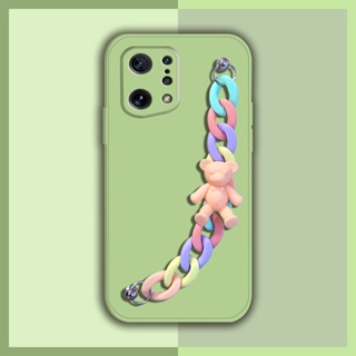 Skin feel silicone Lens package Phone Case For OPPO Find X5 soft shell Lens bump protection protective case Bear bracelet