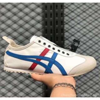 Asics Onitsuka Mexico 66 รองเท้าผ้าใบ รองเท้ากีฬา สีขาว สีฟ้า สีแดง สําหรับผู้ชาย ผู้หญิง