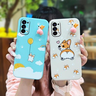 Rotating bracket Three-dimensional doll Phone Case For OPPO Reno4 4G soft shell Liquid silicone shell Skin-friendly feel