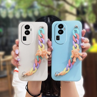 Skin-friendly feel Camera all inclusive Phone Case For OPPO Reno10 Pro Nordic style Lens package Bear bracelet Solid color