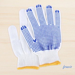 ถุงมือผ้าฝ้าย PVC ลายจุด ระบายอากาศ ทนต่อการเสียดสี สีขาว สําหรับงานไม้ สวน [Francis.th]