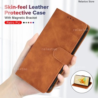 Reno10 Skin Feel Luxury Leather Flip Casing For Oppo Reno 10 Pro Plus Pro+ 10Pro+ 10ProPlus 5G Phone Case Card Slot wallet Bracket Magnetic Shockproof Full Protection Back Cover