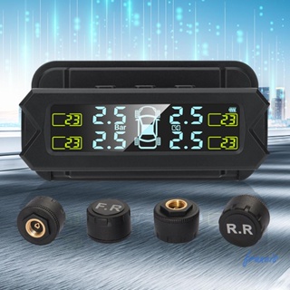 ระบบตรวจสอบความดันลมยาง พลังงานแสงอาทิตย์ TPMS หน้าจอ LCD ดิจิทัล TPMS 4 เซนเซอร์ภายใน และภายนอก 400mAh [Francis.th]