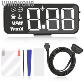 Windyons Car HUD Gauge Windshield Screen Display Speedometer  Overspeed Alarm For OBD2