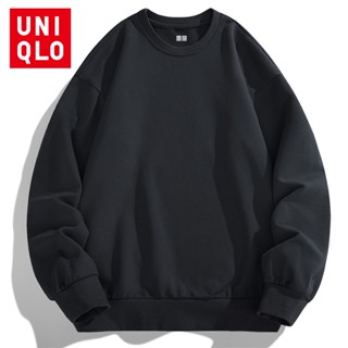 Uniqlo เสื้อกันหนาวแขนยาว คอกลม แบบนิ่ม ระบายอากาศได้ดี แบบสวมหัว สวมใส่สบาย แฟชั่นฤดูใบไม้ร่วง สําหรับผู้ชาย