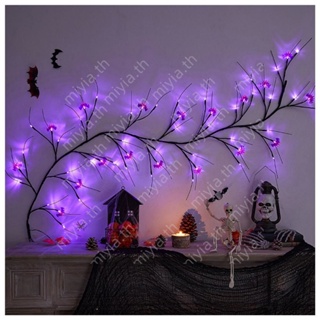 ฮาโลวีน Willow Vine ไฟสตริง Led ฟักทองค้างคาวสาขา Garland Light สำหรับบ้านฮาโลวีนในร่มกลางแจ้งตกแต่งงานปาร์ตี้ฮาโลวีน miyia