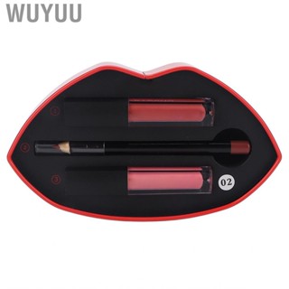 Wuyuu 2+1 Lip Gloss Lipliner Set Matte Glitter  Lipstick Liner Long Lasting Glaze Kit for Women Makeup