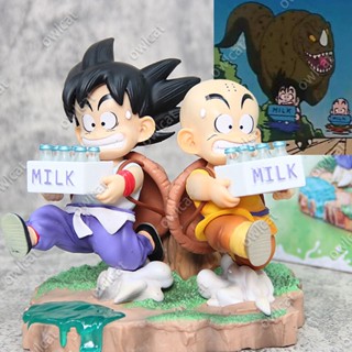 โมเดล Dragon Ball Goku &amp; Krillin (Trained Under Master Roshi Ver.) 14cm GK Son Goku Kuririn Turtle Hermit Milkman Manga Kakarot PVC Figure Packed in Box Model