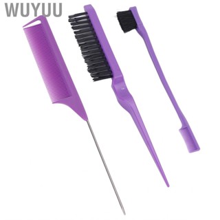 Wuyuu 3pcs Barbershop Comb Set Rat Tail Hair Dyeing Brushes Styling HR6