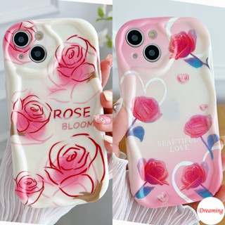 เคสโทรศัพท์มือถือ ขอบโค้ง ลายดอกกุหลาบ และหัวใจ สําหรับ VIVO Y02T Y02S Y16 Y15S Y17 Y19 Y27 Y22S Y21S Y20S Y35 Y50 Y53S Y51A Y75 Y76 Y91C Y1S Y95