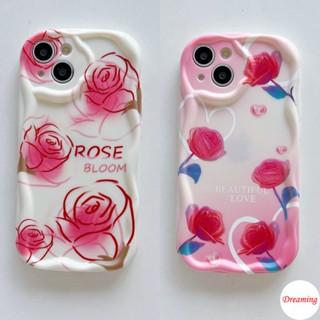 เคสโทรศัพท์มือถือ ขอบโค้ง ลายดอกกุหลาบ และหัวใจ สีครีม สําหรับ Samsung Galaxy A02S A03S A04S A13 A14 A20S A30S A21S A22 A23 A24 A31 A32 A33 A34