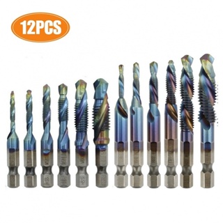 ⚡NEW 8⚡Tap Drill Bit Tools 12pcs/Set Blue Composite Cone Drill HSS Screw Thread