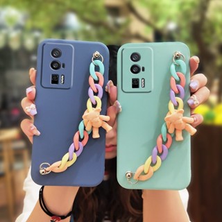 Nordic style Skin-friendly feel Phone Case For Redmi K60 Liquid silicone shell protective case Bear bracelet