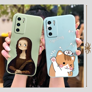 Skin feel silicone cute Phone Case For Huawei P40 Cartoon Simplicity Skin-friendly feel cat protective case