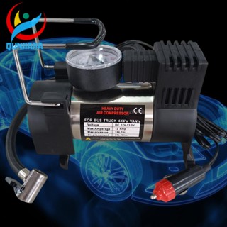 [qunjiajia.th] เครื่องปั๊มลมยางรถยนต์ โลหะ แบบพกพา 12v150psi