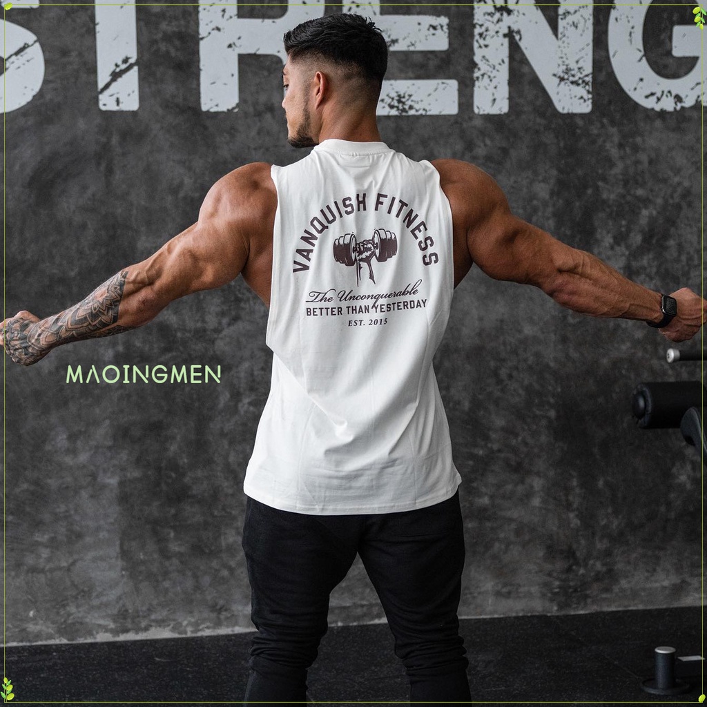 [MAOINGMEN] ผู้ชาย กีฬา ฟิตเนส กล้ามเนื้อใหญ่ เสื้อกั๊ก ผู้ชาย ด้านบน กลางแจ้ง วิ่ง พักผ่อน กีฬา เสื้อกั๊กแขนกุด