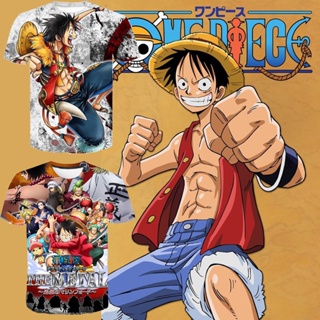 เสื้อยืดแขนสั้น พิมพ์ลายอนิเมะ One piece luffyt 3 มิติ ขนาดใหญ่ แฟชั่นฤดูร้อน สําหรับผู้ชาย และผู้หญิง ไซซ์ 6XL